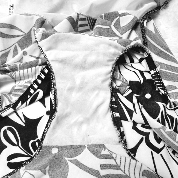 Floral Black and White One-Piece Swimsuit - Picture 8 of 11